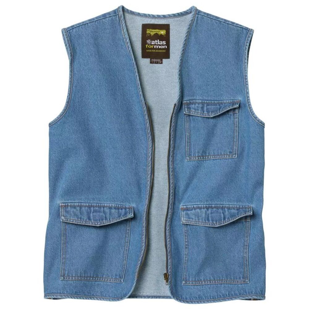 Atlas For Men Mens Plain Denim Vest / Blue